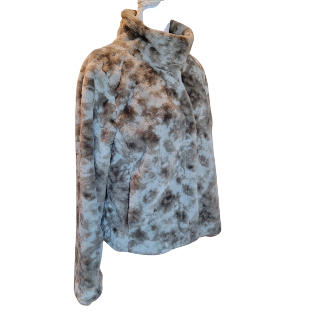 CATO Gray Brown Faux Fur Button Up Jacket - Picture 5 of 9